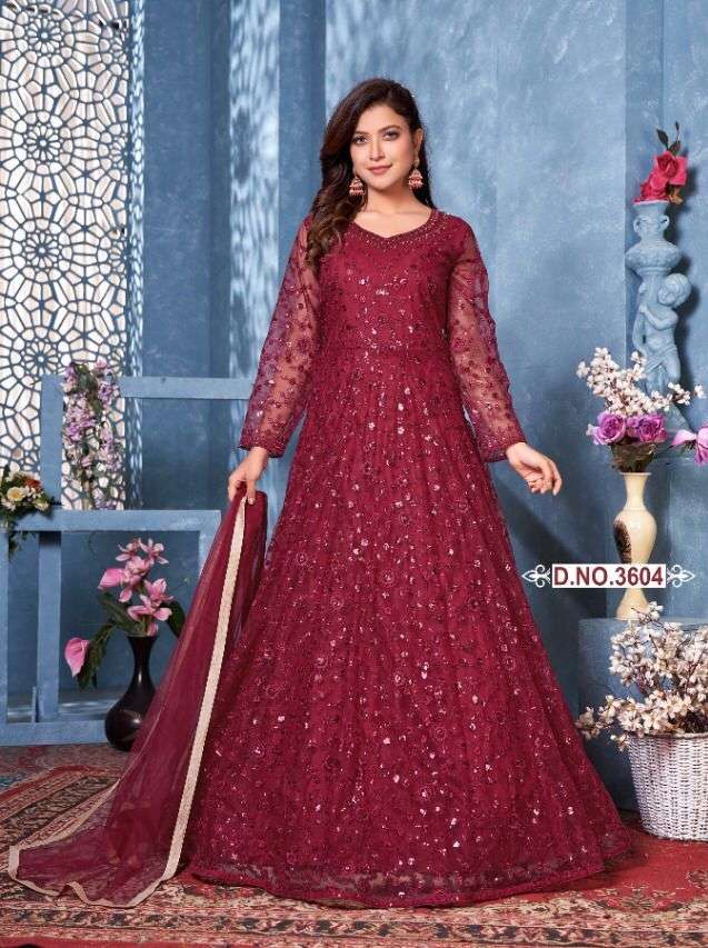 AANAYA VOL-136 BY TWISHA 3601 TO 3604 SERIES DESIGNER NET DRESSES