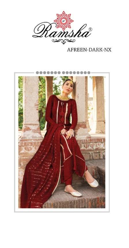 AFREEN DARK NX BY RAMSHA F TO I SERIES GEORGETTE EMBROIDERED DRESSES