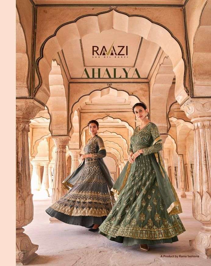 AHALYA BY RAAZI 10058 TO 10061 SERIES DESIGNER SOFT NET DRESSES