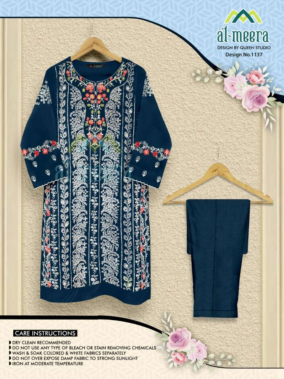 AL-MEERA 1137 NEW COLOURS BY AL-MEERA FAUX GEORGETTE KURTIS WITH PANT