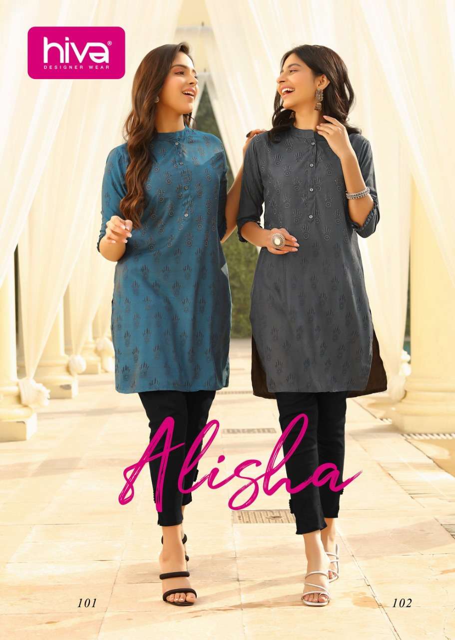 ALISHA BY HIVA 101 TO 106 SERIES DESIGNER SILK KURTIS