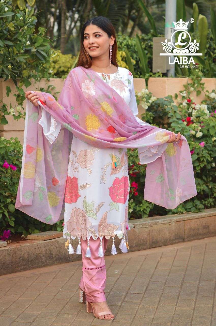 AM VOL-110 BY LAIBA DESIGNER HEAVY PURE GEORGETTE STITCHED DRESSES