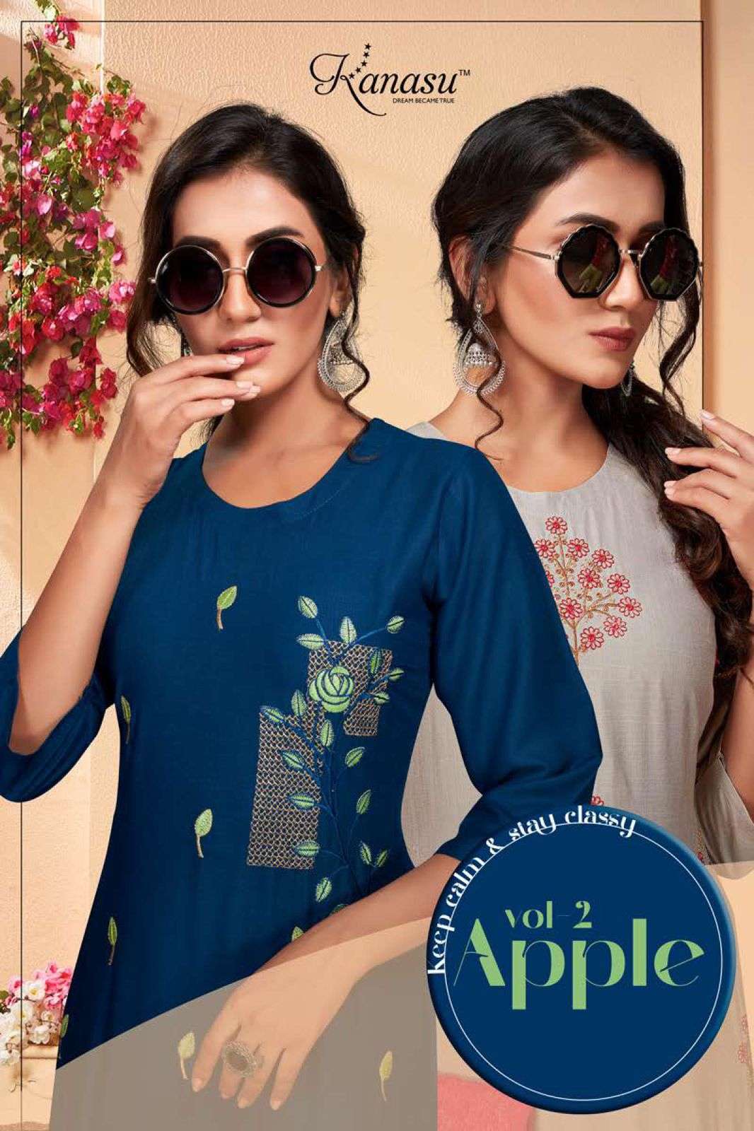 APPLE VOL-2 BY KANASU 1101 TO 1108 SERIES PRINTED RAYON KURTIS WITH PALAZZO