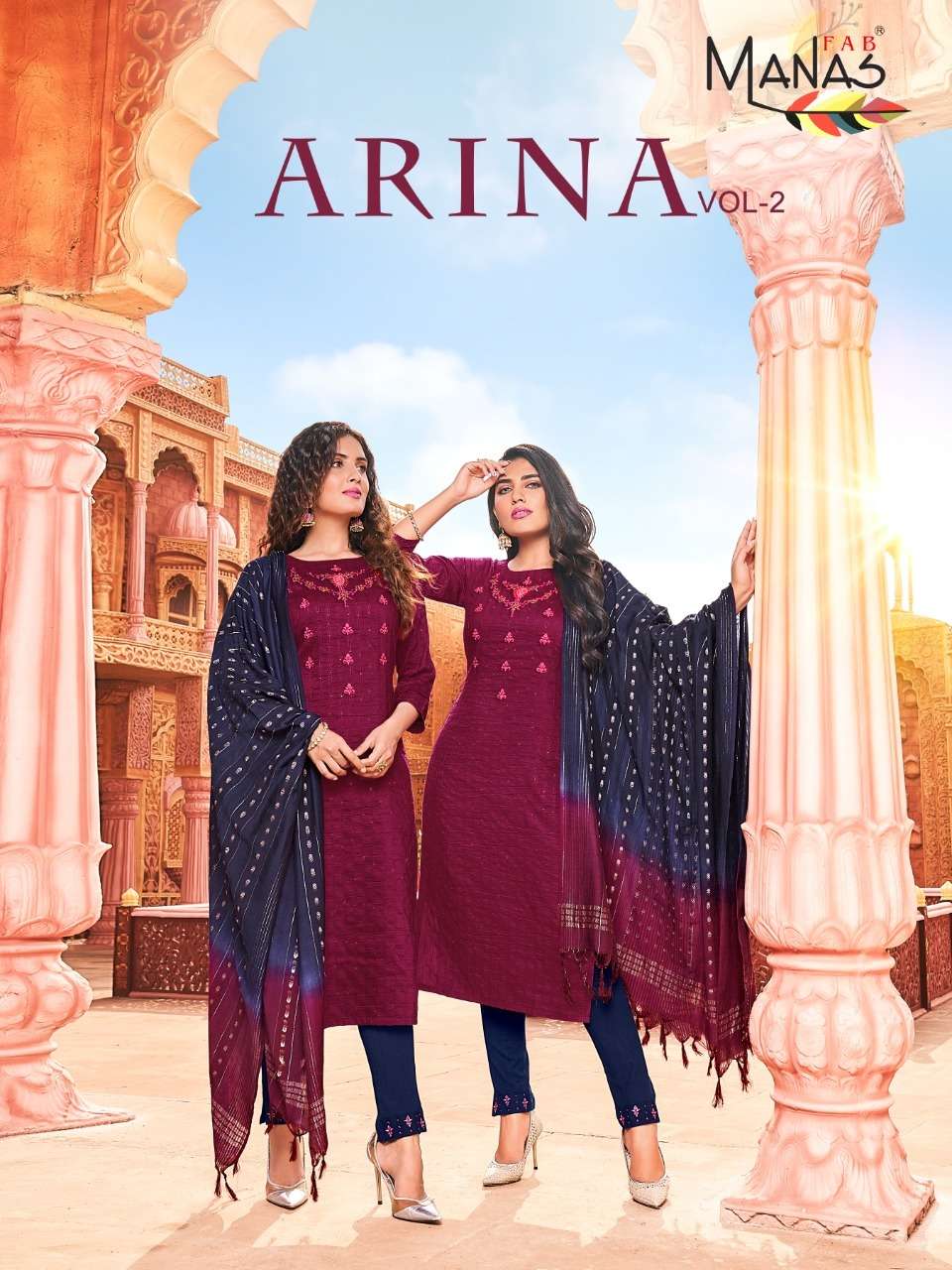 ARINA VOL-2 BY MANAS FAB 6007 TO 6012 SERIES DESIGNER DRESSES