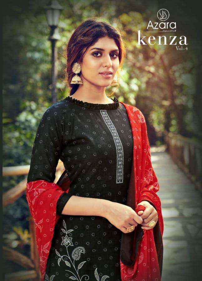 AZARA KENZA VOL-4 BY RADHIKA FASHION 16001 TO 16008 SERIES DESIGNER COTTON DRESSES