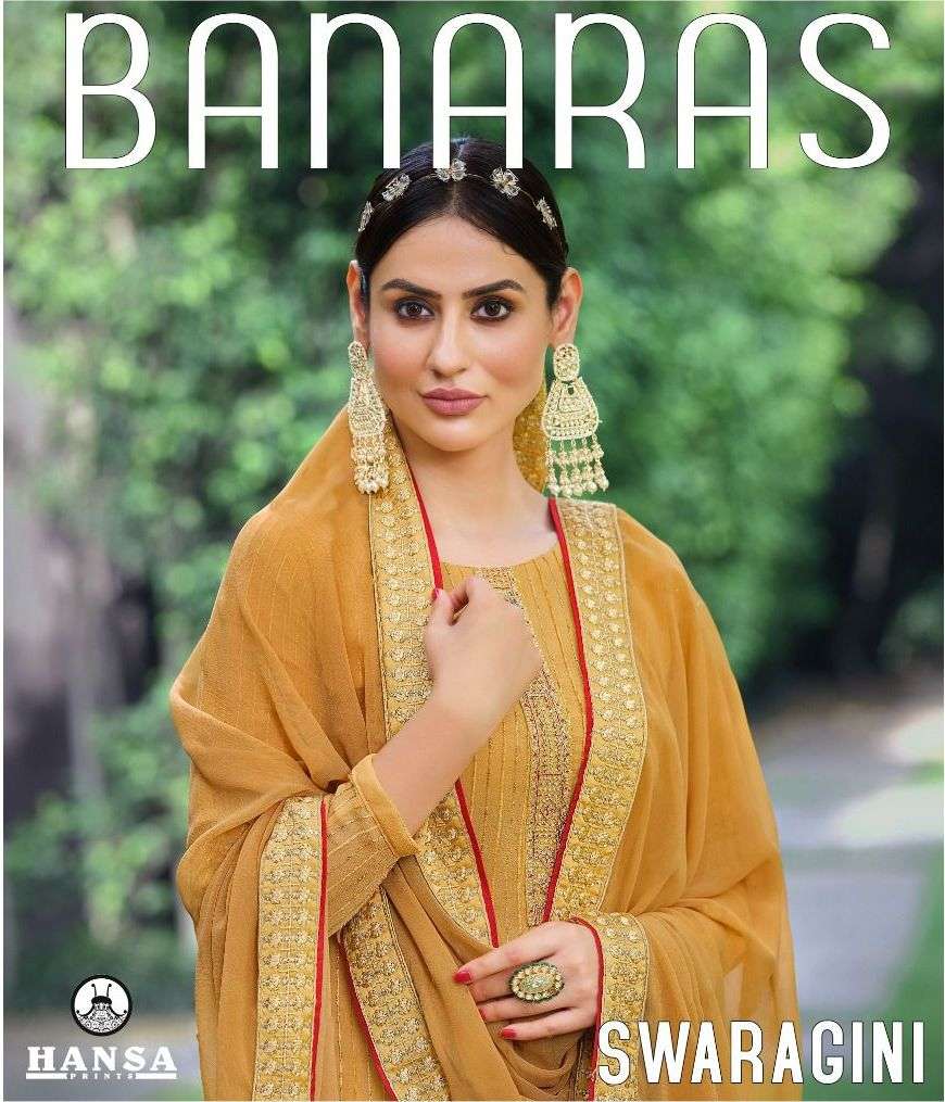 BANARAS SWARAGINI BY HANSA PRINTS 2201 TO 2206 SERIES DESIGNER PURE GEORGETTE DRESSES