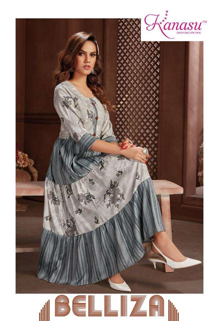 BELLIZA BY KANASU 7101 TO 7108 SERIES PRINTED RAYON KURTIS