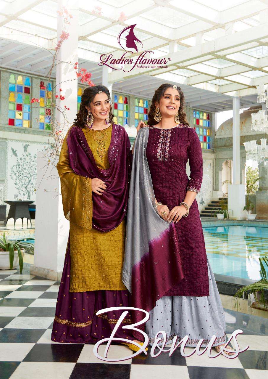 BONUS BY LADIES FLAVOUR 1001 TO 1006 SERIES DESIGNER CHINNON DRESSES