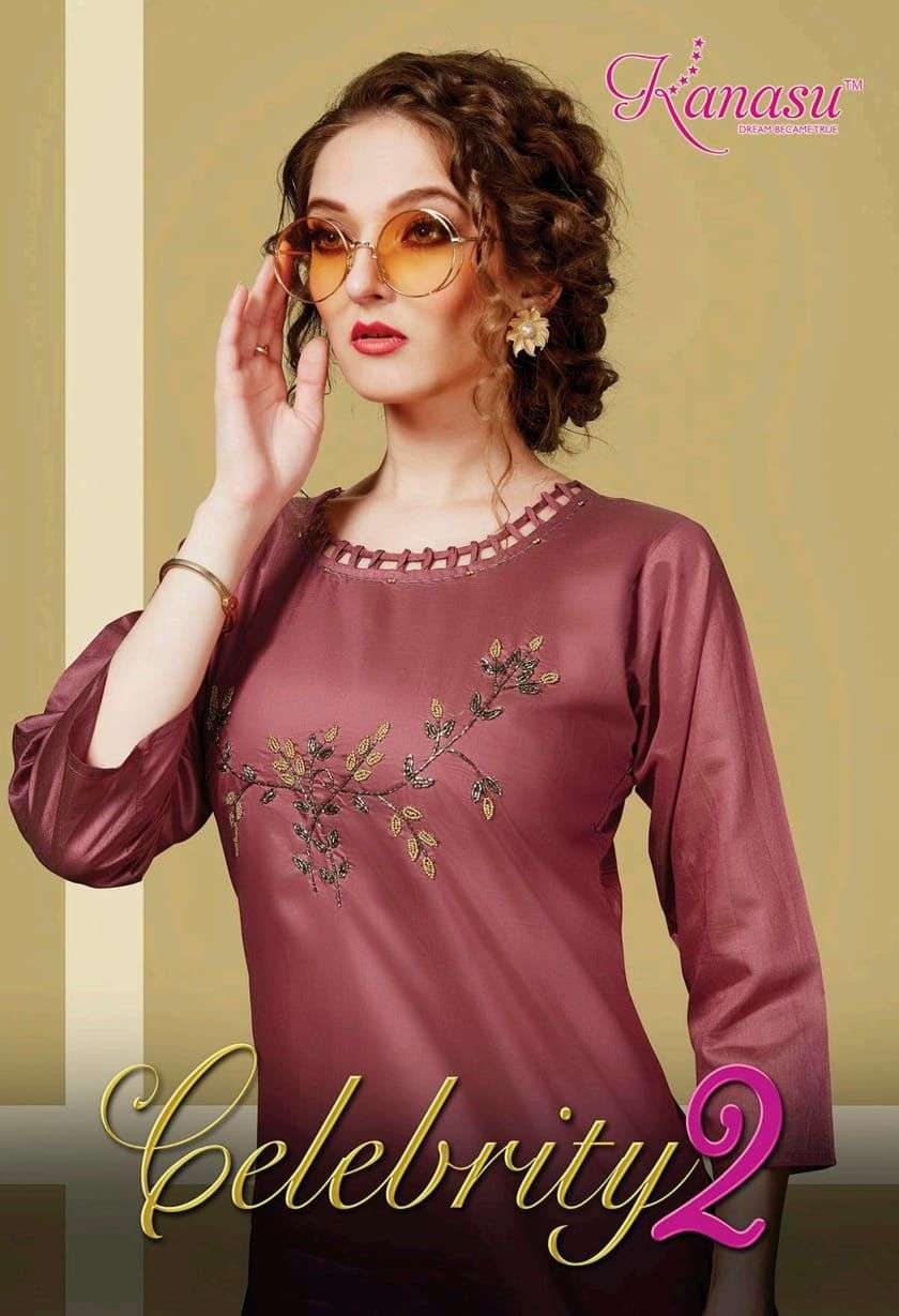 CELEBRITY VOL-2 BY KANASU 2901 TO 2908 SERIES PRINTED SILK KURTIS 