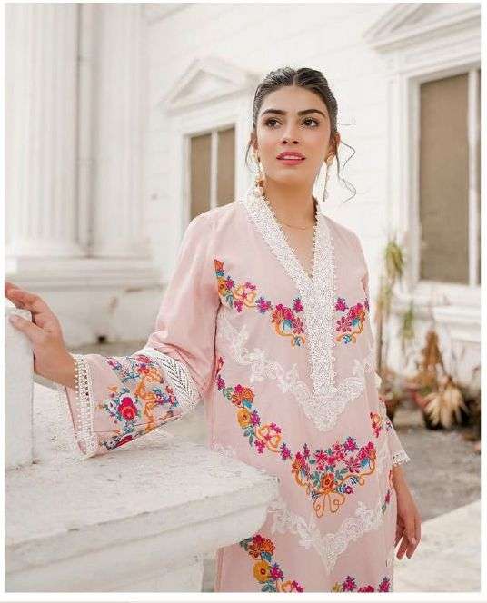 DESIGN NO. 7773 BY MEHBOOB TEX MUSLIN EMBROIDERED DRESSES