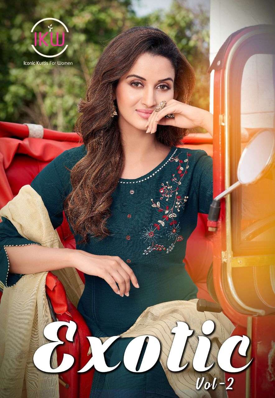 EXOTIC BY IKW 001 TO 006 SERIES DESIGNER NYLON VISCOSE KURTIS WITH DUPATTA