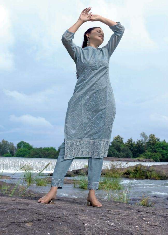 FALAK BY SHICHI 01 TO 06 SERIES DESIGNER CHANDERI KURTIS WITH BOTTOM