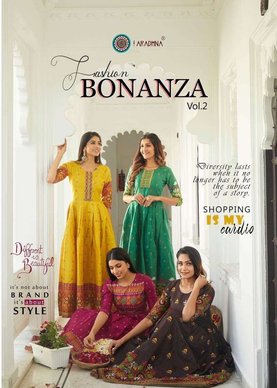 FASHION BONANZA VOL-2 BY ARADHNA FASHION 2001 TO 2011 SERIES RAYON KURTIS