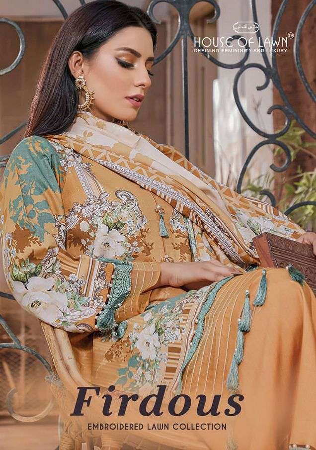 FIRDOUS VOL-2 BY HOUSE OF LAWN 1101 TO 1107 SERIES PURE LAWN PAKISTANI DRESSES