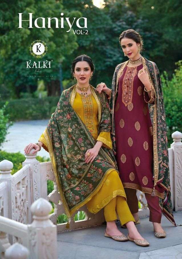 HANIYA VOL-2 BY KALKI FASHION 92001 TO 92006 SERIES DESIGNER JACQUARD DRESSES