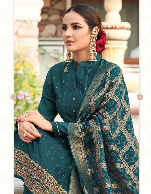 JASMEEN BY AMIRAH 16021 TO 16028 SERIES DESIGNER TUSSER SATIN DRESSES