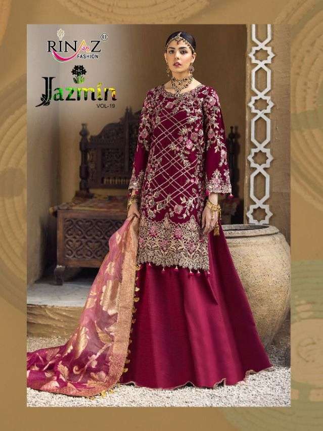 JAZMIN VOL-19 BY RINAZ FASHION 25001 TO 25004 SERIES GEORGETTE EMBROIDERED DRESSES