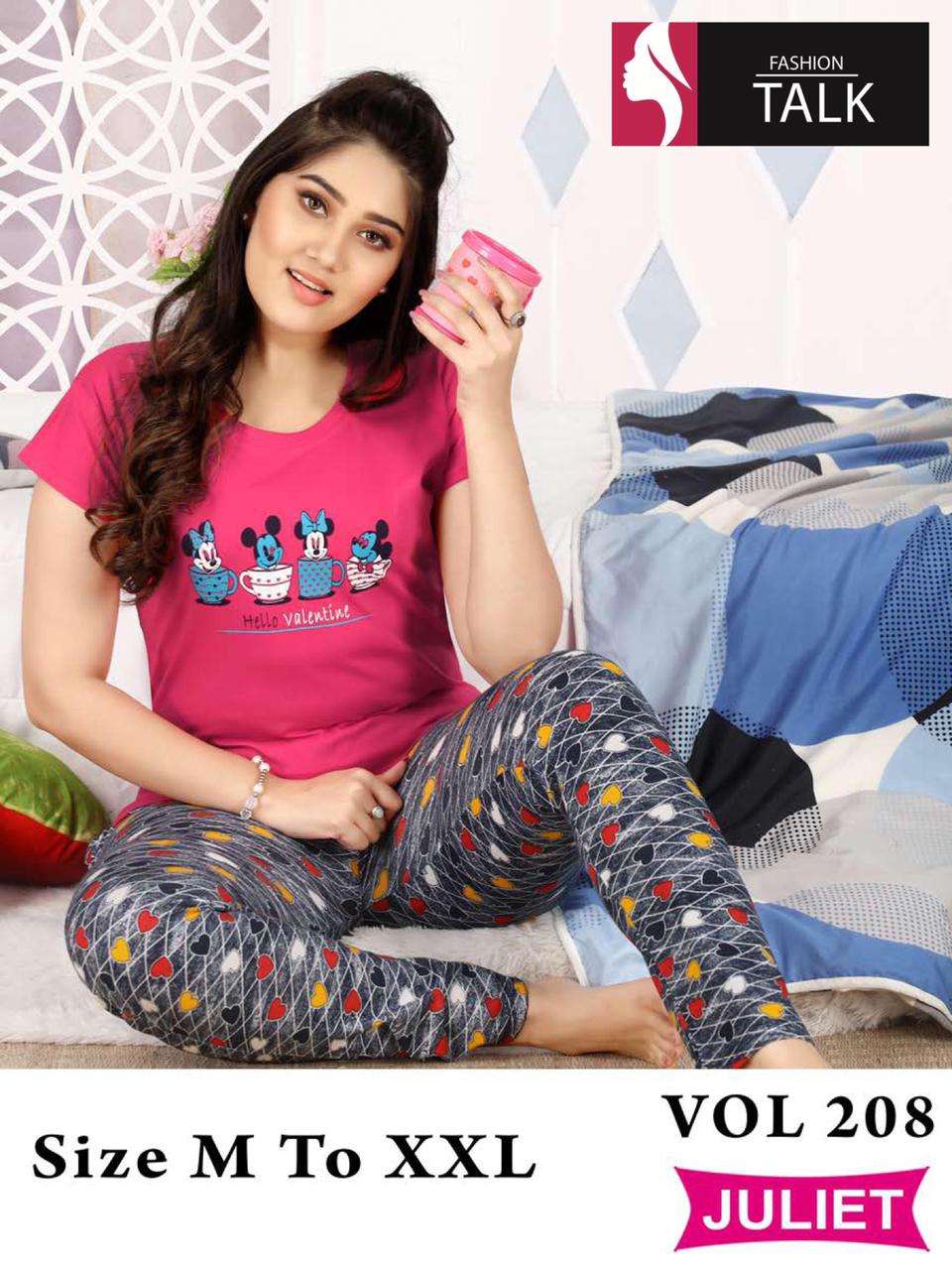 JULIET VOL-208 BY FASHION TALK 101 TO 108 SERIES DESIGNER COTTON TOP WITH BOTTOM