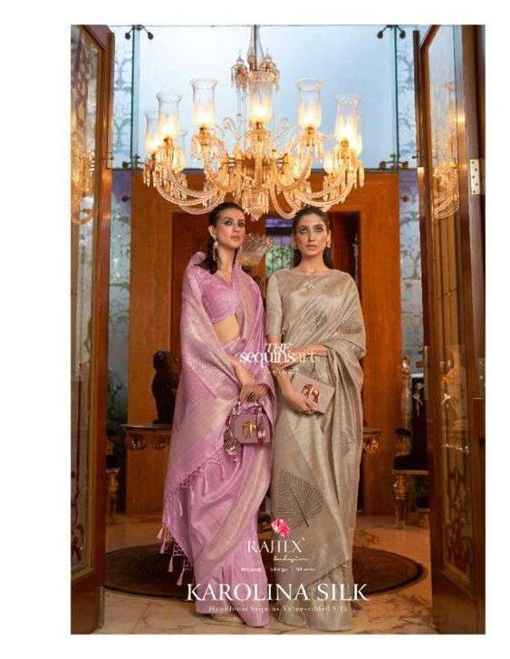 KAROLINA SILK BY RAJTEX 225001 TO 225006 SERIES HANDLOOM SEQUINS SAREES