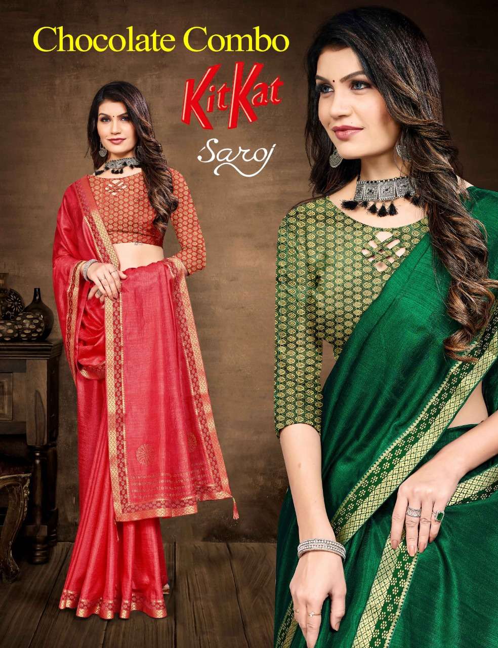 KITKAT BY SAROJ 3601 TO 3608 SERIES DESIGNER SILK SAREES