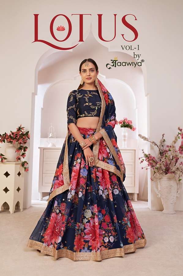 LOTUS VOL-1 BY AAWIYA 6001 TO 6009 SERIES HEAVY GEORGETTE LEHENGAS