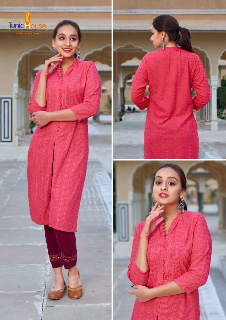 LUCKNOWI BY TUNIC HOUSE 101 TO 107 SERIES DESIGNER RAYON KURTIS