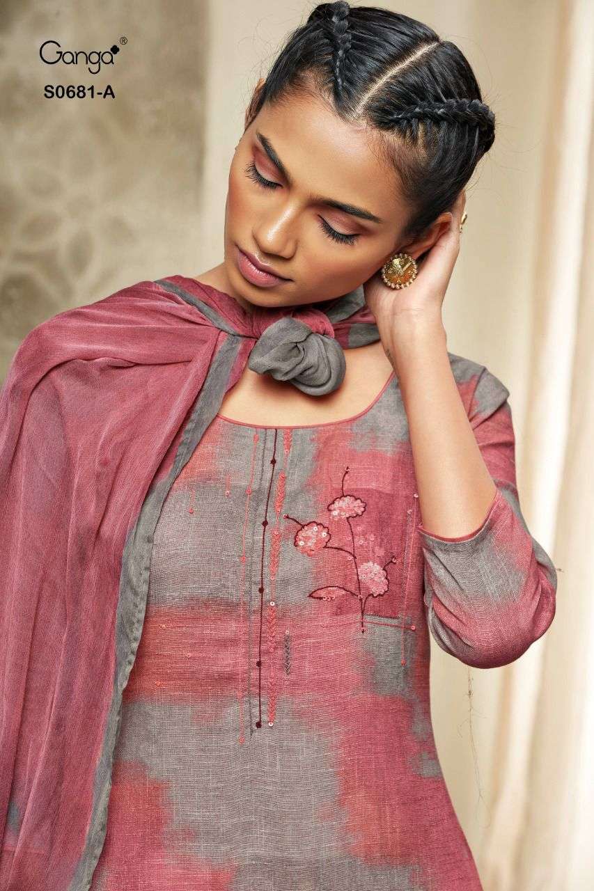 NIMMA-681 BY GANGA FASHIONS S0681-A TO S0681-D SERIES DESIGNER COTTON DRESSES