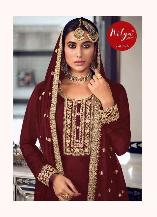 NITYA VOL-178 BY LT FABRICS 78001 TO 78004 SERIES DESIGNER SILK DRESSES