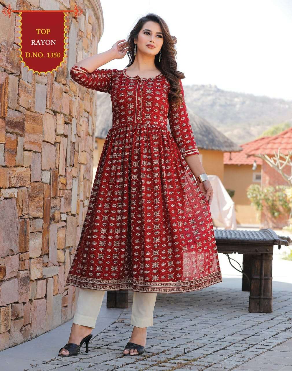 NYRA BY ASLIWHOLESALE 1348 TO 1350 SERIES DESIGNER RAYON KURTIS