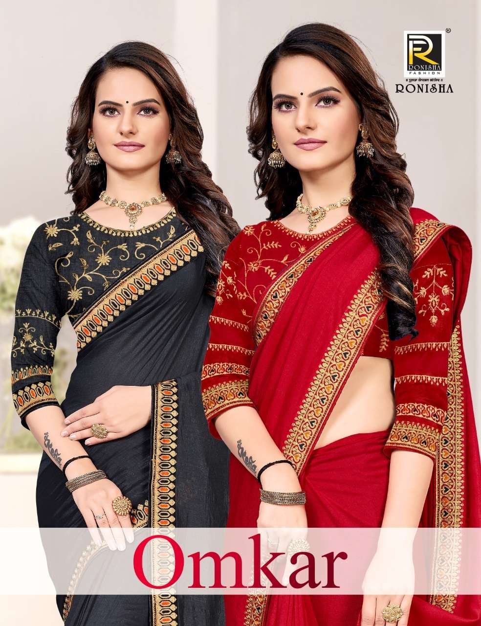 OMKAR BY RONISHA FASHION 1001 TO 1008 SERIES DESIGNER VICHITRA SILK SAREES