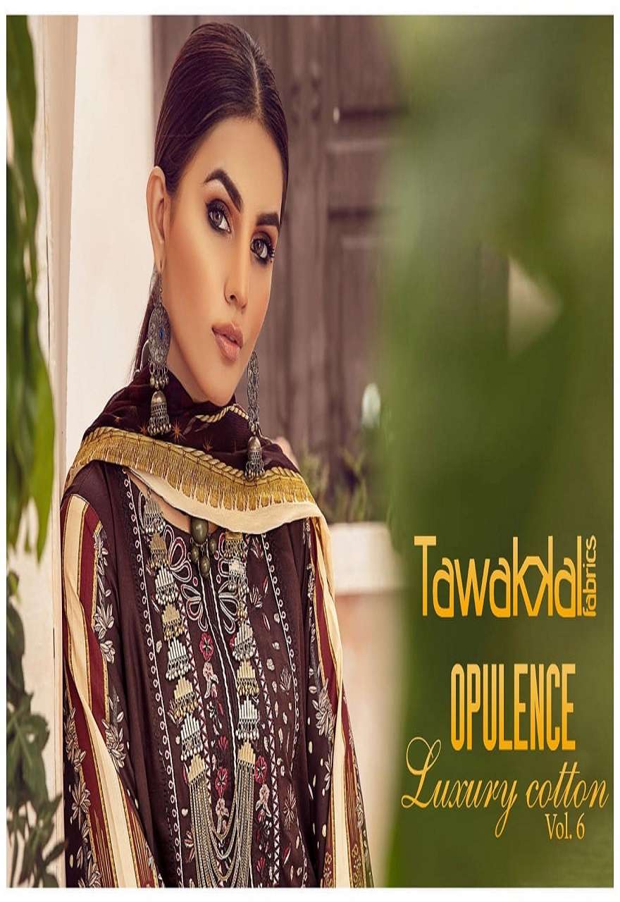 OPULENCE LUXURY COTTON VOL-6 BY TAWAKKAL FABRICS 6001 TO 6010 SERIES COTTON DRESSES