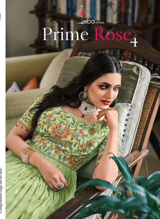 PRIME ROSE VOL-4 BY EBA LIFESTYLE 1379 TO 1382 SERIES DESIGNER GEORGETTE DRESSES