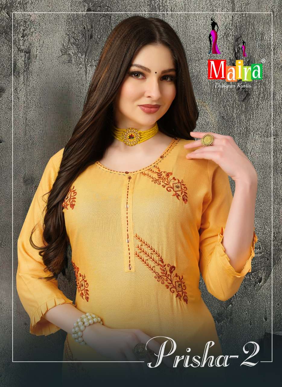 PRISHA VOL-2 BY MAIRA 101 TO 108 SERIES DESIGNER RAYON KURTIS