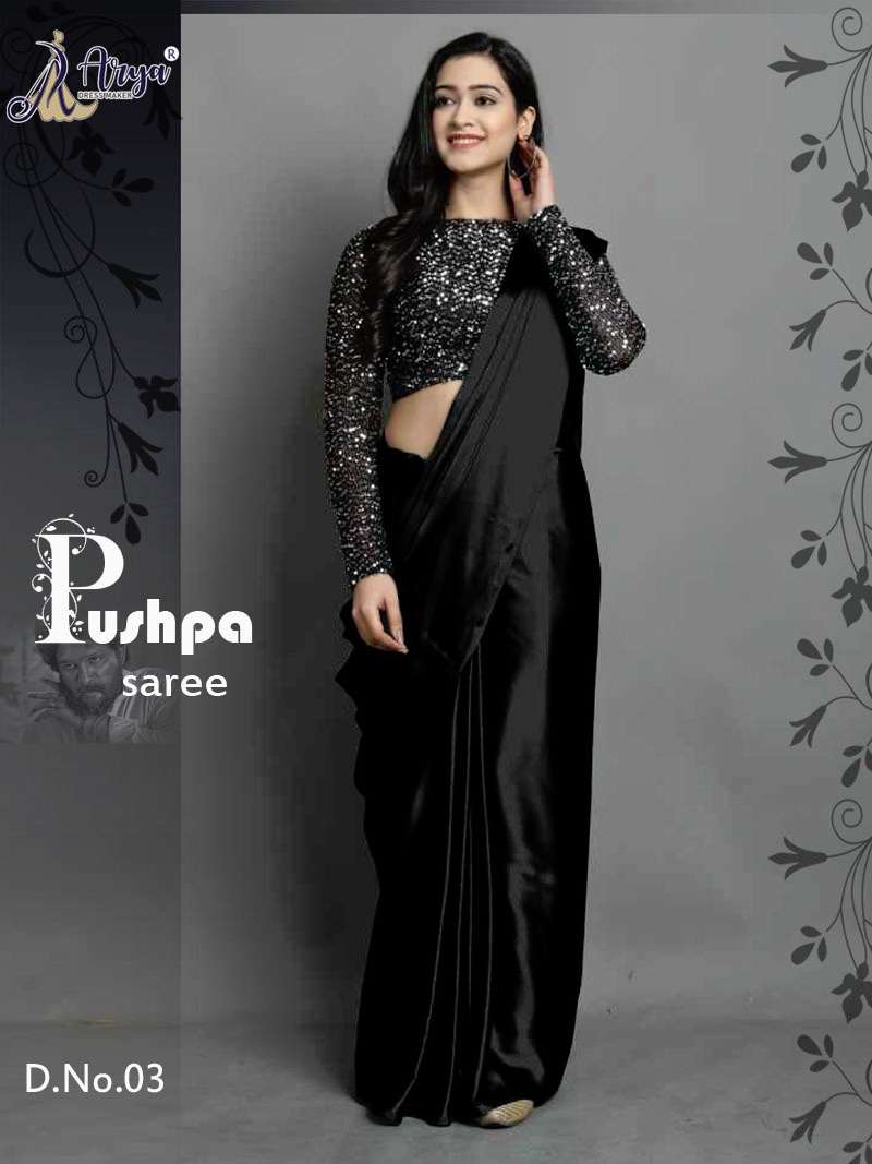 PUSHPA BY ARYA DRESS MAKER 01 TO 07 SERIES DESIGNER SATIN SAREES 