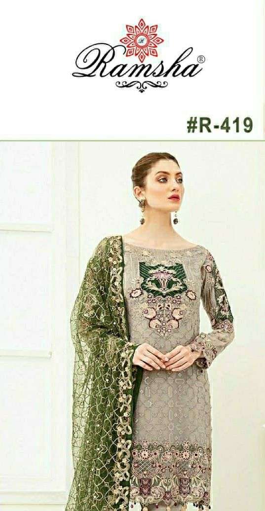 RAMSHA R-419 HIT DESIGN BY RAMSHA GEORGETTE EMBROIDERED PAKISTANI DRESS