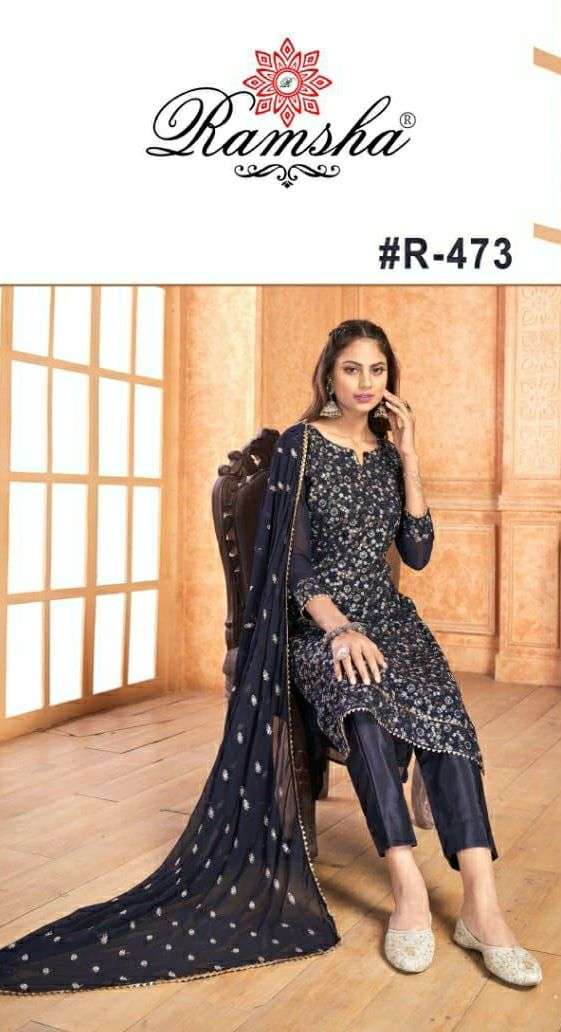 RAMSHA R-473 HIT DESIGN BY RAMSHA DESIGNER GEORGETTE PAKISTANI DRESSES