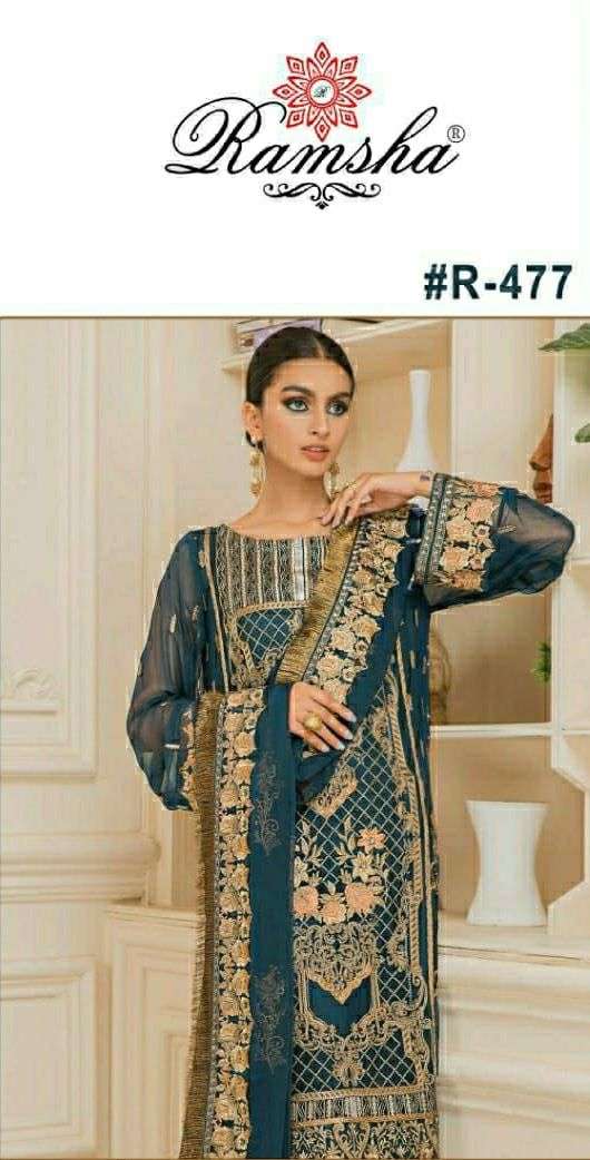 RAMSHA R-477 HIT DESIGN BY RAMSHA DESIGNER GEORGETTE PAKISTANI DRESSES