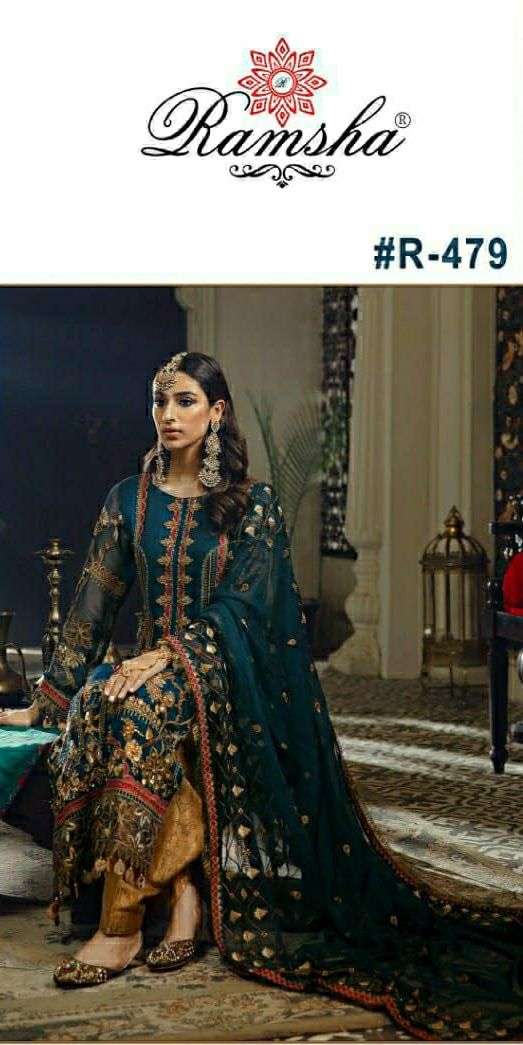 RAMSHA R-479 HIT DESIGN BY RAMSHA DESIGNER GEORGETTE PAKISTANI DRESSES