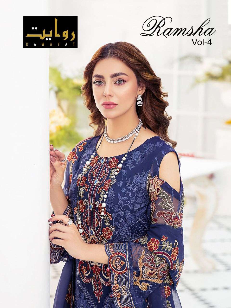 RAMSHA VOL-4 BY RAWAYAT 13005 TO 13007 SERIES FAUX GEORGETTE EMBROIDERED DRESSES