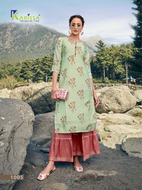 RANGAT BY KARISSA 1001 TO 1005 SERIES DESIGNER SILK KURTI WITH SHARARA