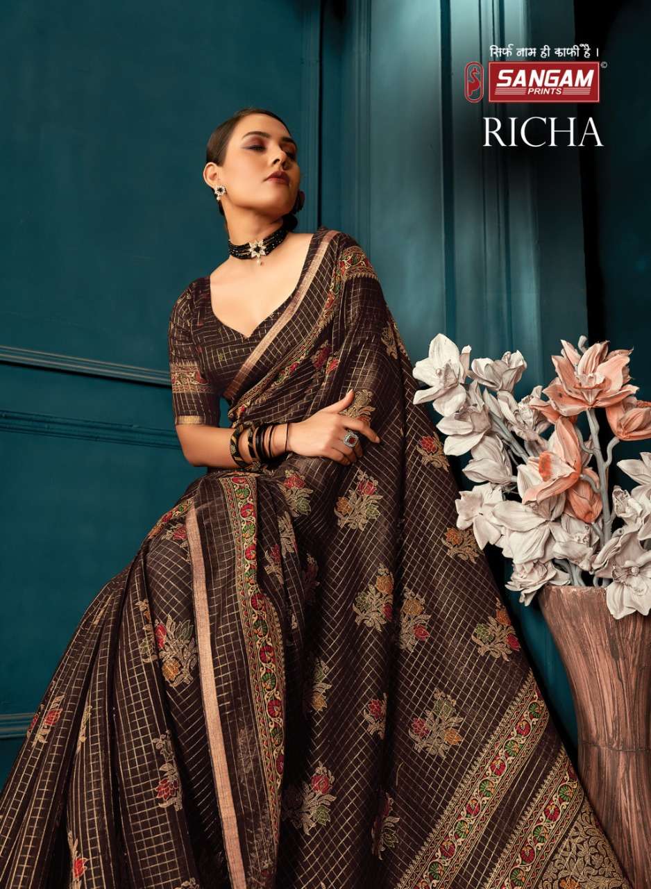 RICHA BY SANGAM PRINTS 1337 TO 1344 SERIES COTTON ZARI PRINTED SAREES