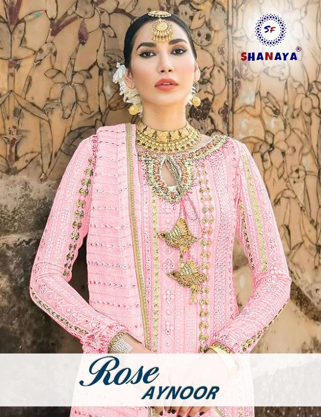 ROSE AYNOOR BY SHANAYA FASHION 92-A TO 92-C SERIES FAUX GEORGETTE EMBORIDERED PAKISTANI DRESS