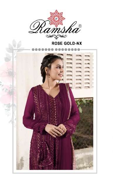 ROSE GOLD NX BY RAMSHA DESIGNER GEORGETTE PAKISTANI DRESSES