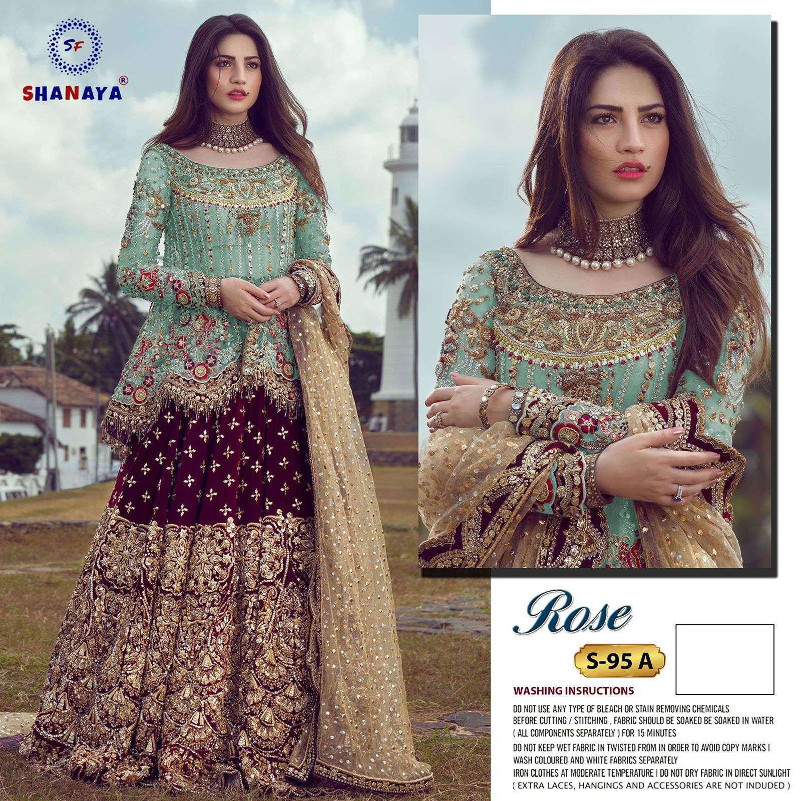 ROSE S-95 BY SHANAYA FASHION S-95-A TO S-95-C SERIES DESIGNER BUTTERFLY NET DRESSES