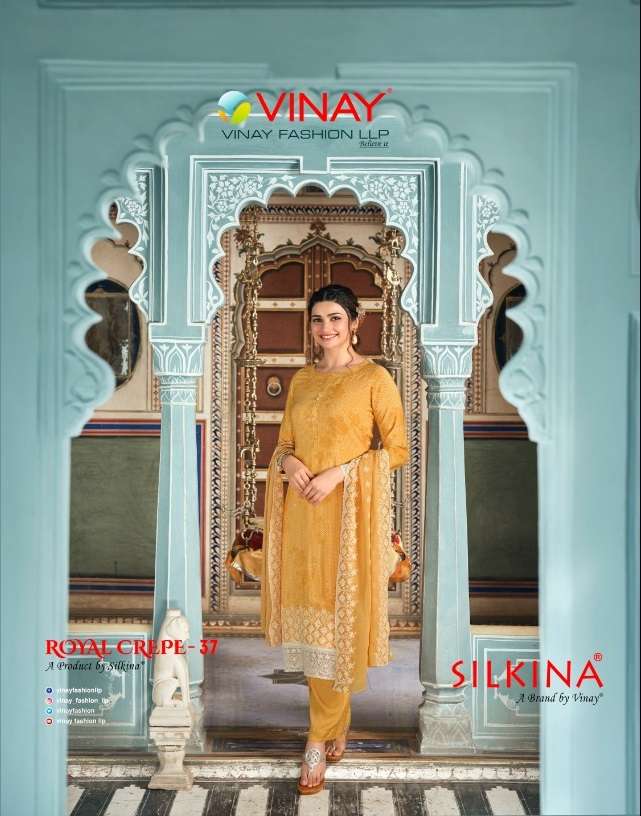 ROYAL CREPE VOL-37 BY VINAY FASHION 16711 TO 16718 SERIES CREPE DRESSES