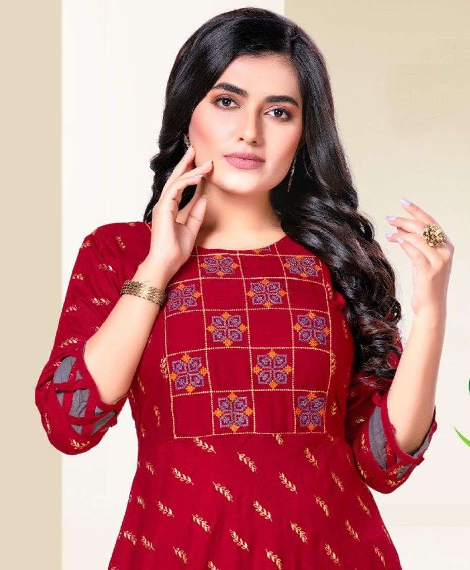 SAJDA BY ASLIWHOLESALE 101 TO 108 SERIES DESIGNER RAYON KURTIS