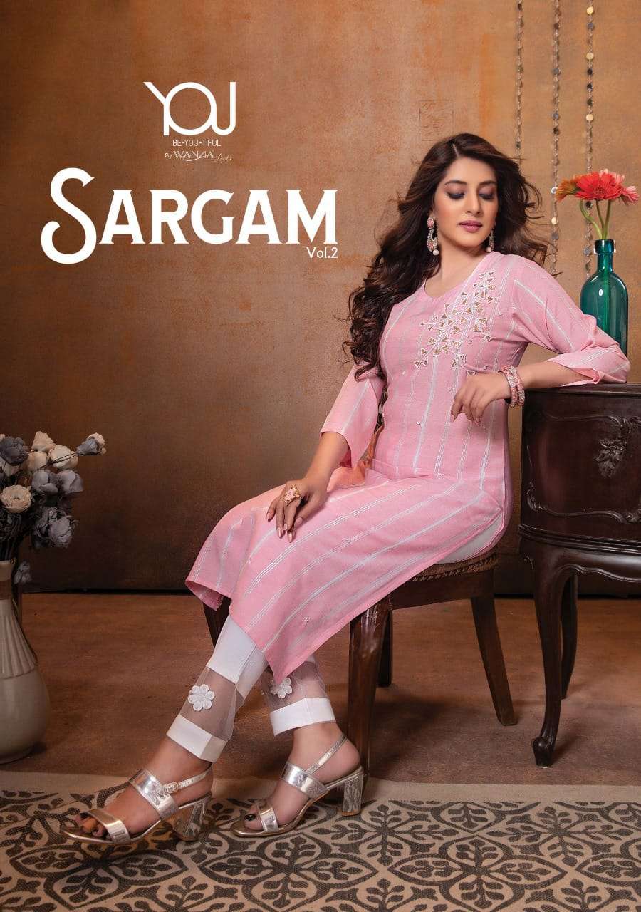 SARGAM VOL-2 BY YOU 201 TO 207 SERIES DESIGNER RAYON KURTIS WITH PANT