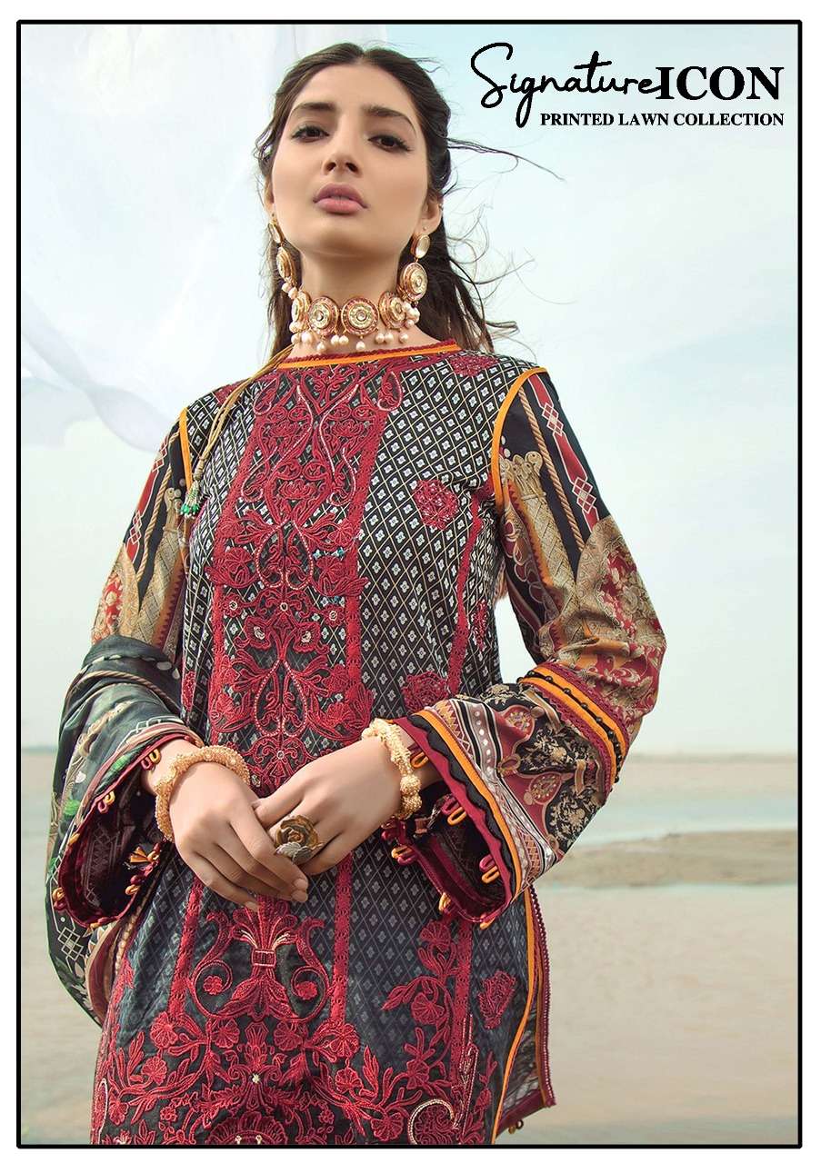 SIGNATURE ICON PRINTED LAWN COLLECTION BY ASLIWHOLESALE 1001 TO 1004 SERIES CAMBRIC DRESSES