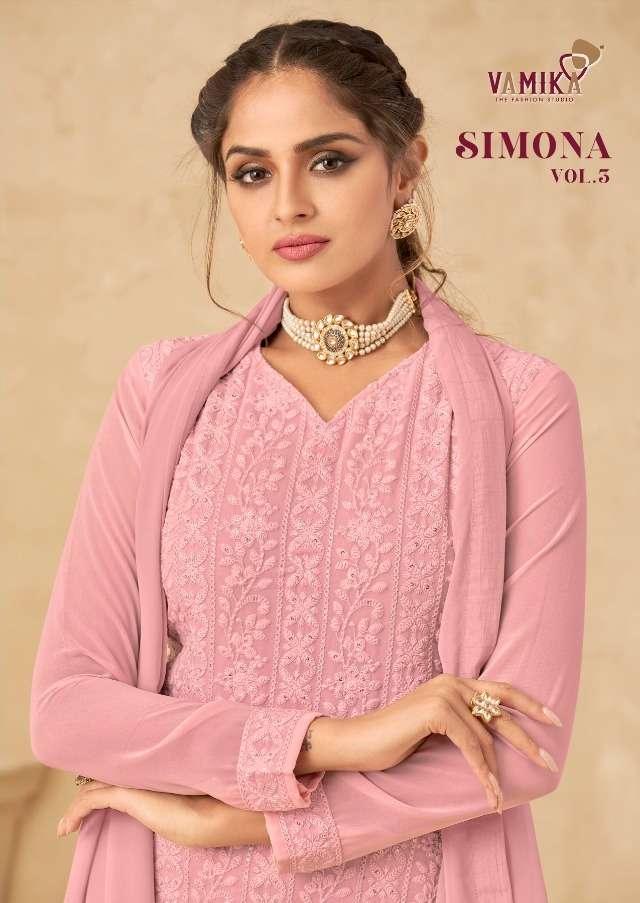 SIMONA VOL-5 BY VAMIKA 41012 TO 41017 SERIES DESIGNER FAUX GEORGETTE DRESSES