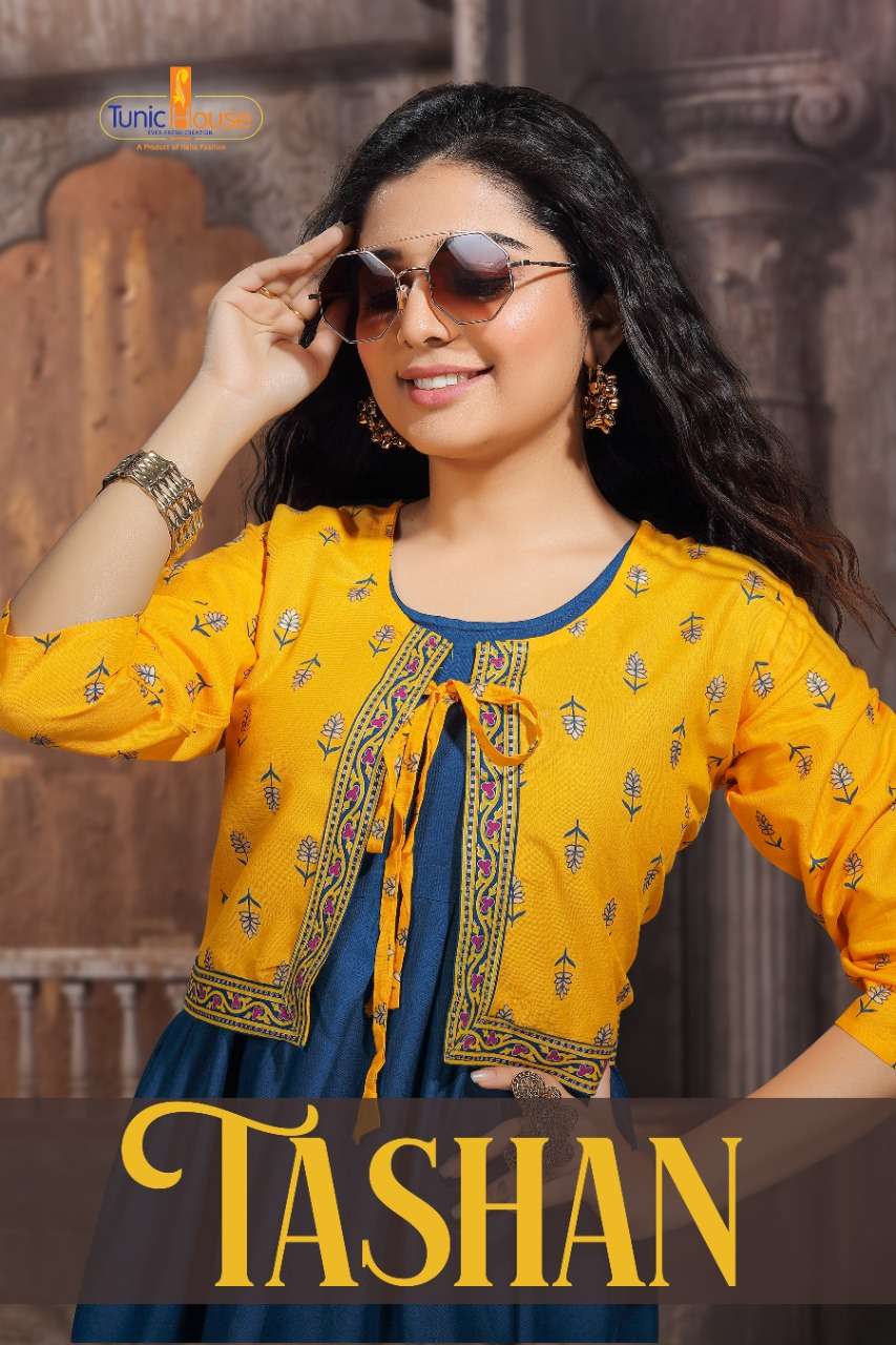 TASHAN BY TUNIC HOUSE 18001 TO 18006 SERIES DESIGNER RAYON KURTIS WITH JACKET